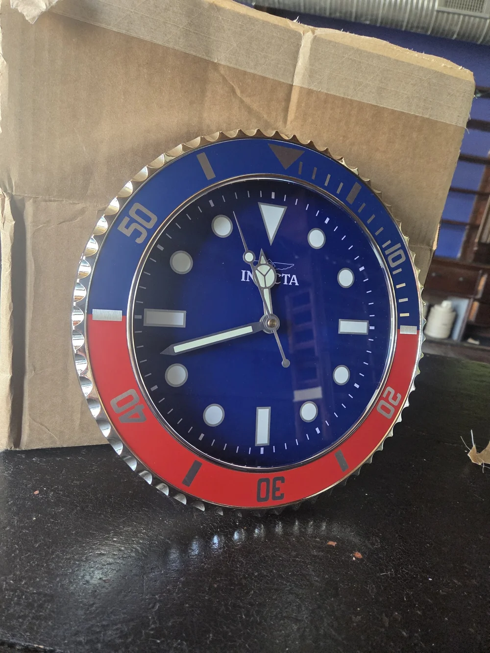Invicta Blue, Red & Silver Wall Clock - Nautical Dive Design